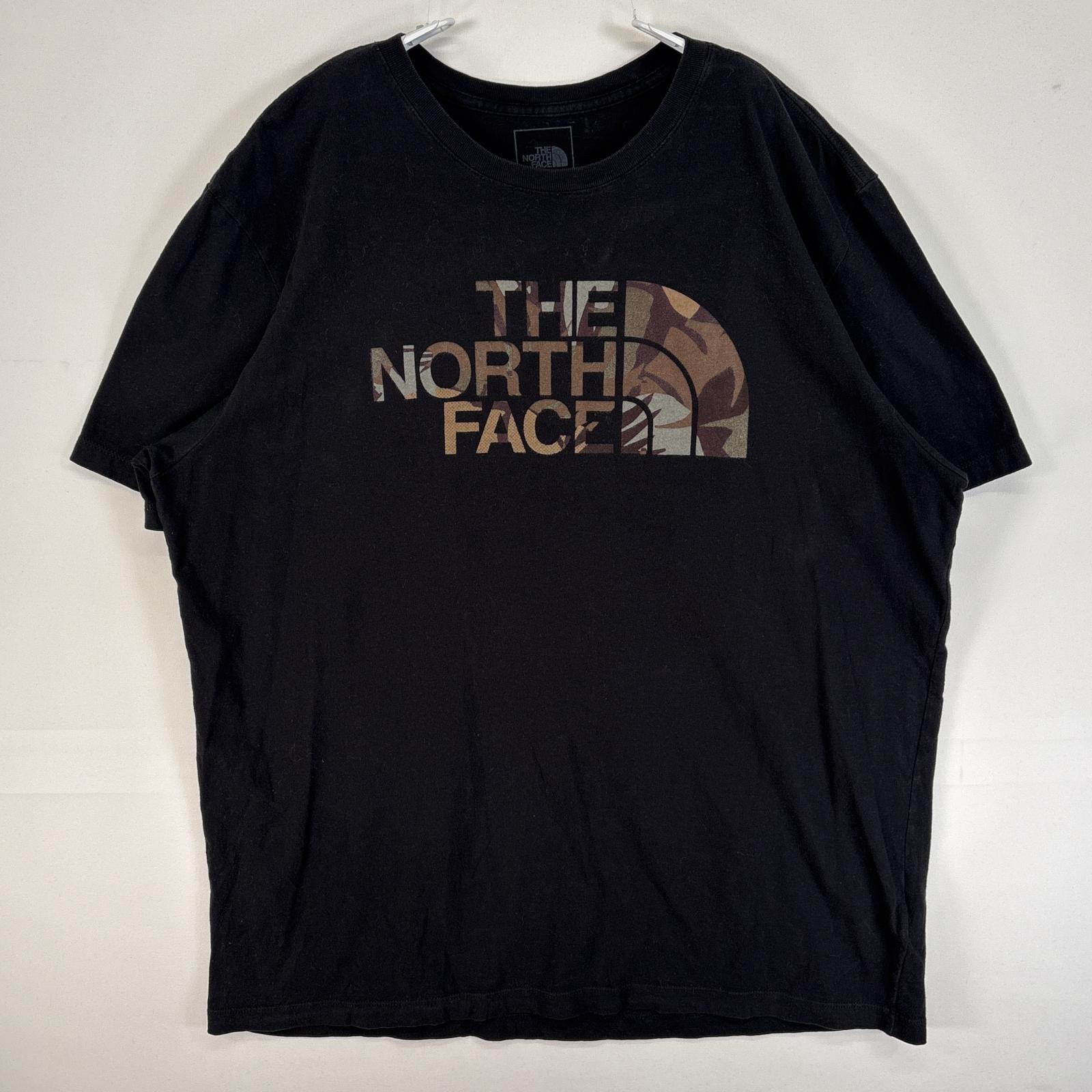 古着 ザ・ノースフェイス THE NORTH FACE 半袖Tシャツ センターロゴ アウトドア 大きいサイズ XL  ブラック プリント メンズ