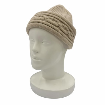 極美品 エルメス ニットキャップ ヘヴン・ツイスト ベージュ レディース L
