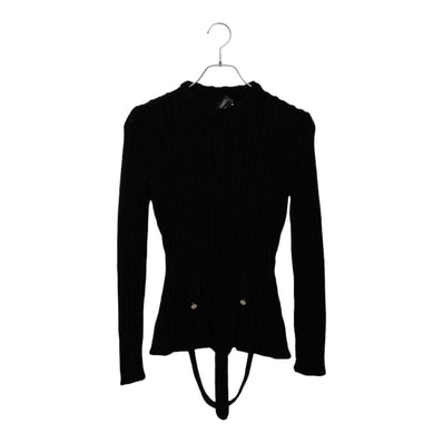 シャネル ベルト付き 透かし編み セーター ニット P16315V00836 ブラック アクリル レディース CHANEL 中古