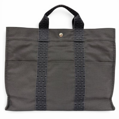 美品 エルメス ハンドバッグ エールライン MM グレー レディース