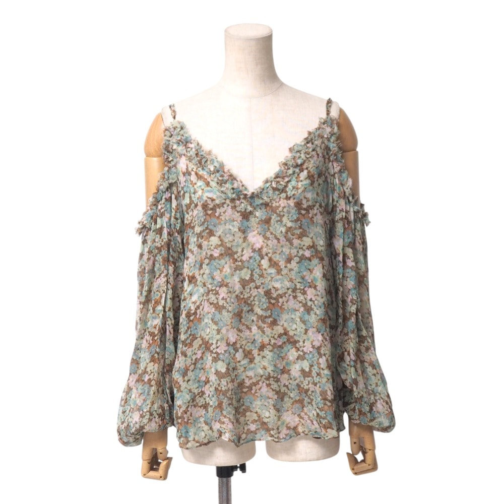 ■美品■Stella McCartney ステラマッカートニー ブラウス サイズ34 花 総柄 長袖 オフショルダー ブランド古着【中古】20250807/RA5737