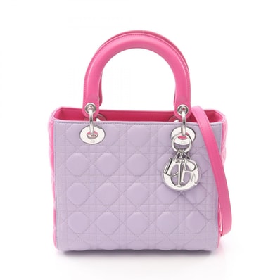 ディオール Dior LADY DIOR レディディオール ハンドバッグ バッグ レザー レディース パープル系 / ピンク系 【中古】