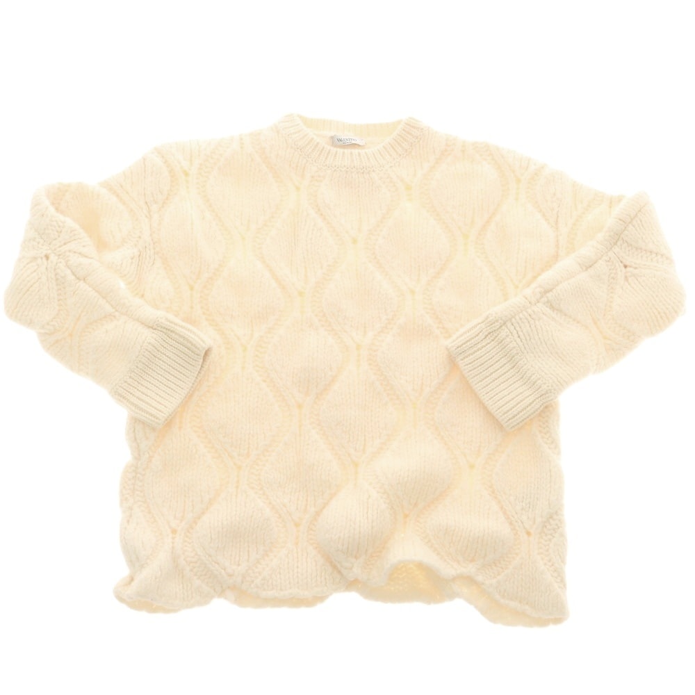 【中古】ヴァレンティノ VALENTINO プルオーバーニット オフホワイト【サイズM】【メンズ】