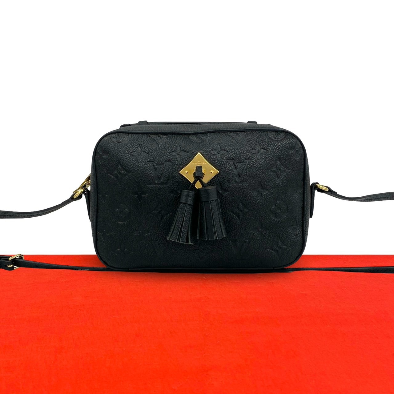 LOUIS VUITTON ルイヴィトン サントンジュ モノグラム アンプラント レザー ショルダーバッグ ノワール ブラック
 118-5