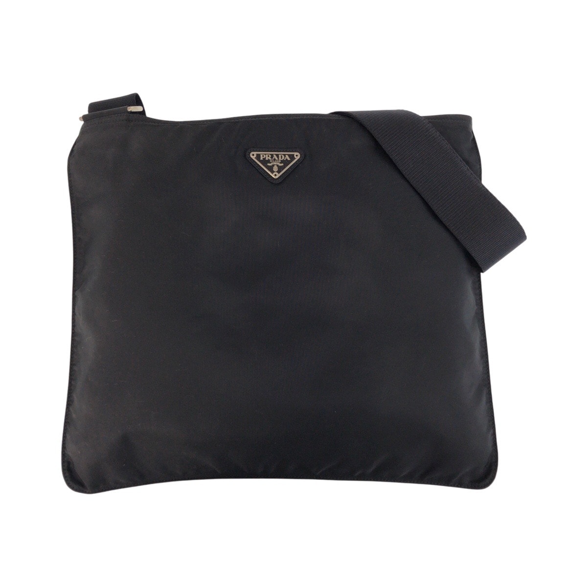 美品 PRADA プラダ テスート 三角ロゴプレート ブラック 黒 シルバー金具 ナイロン ショルダーバッグ メッセンジャーバッグ 506400 【中古】