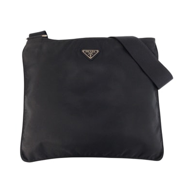 美品 PRADA プラダ テスート 三角ロゴプレート ブラック 黒 シルバー金具 ナイロン ショルダーバッグ メッセンジャーバッグ 506400 【中古】