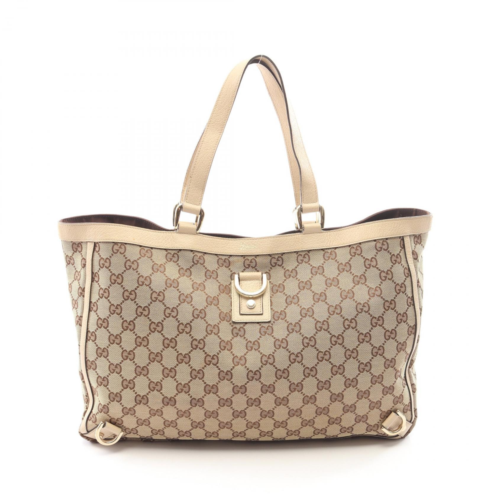 グッチ GUCCI アビー GGキャンバス トートバッグ バッグ キャンバス レザー レディース ベージュ系 / アイボリー系 141472 【中古】