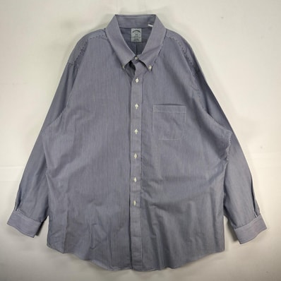 古着 ブルックスブラザーズ Brooks Brothers 長袖シャツ ボタンダウン REGENT 胸ポケ 2XL ネイビー系 ストライプ メンズ