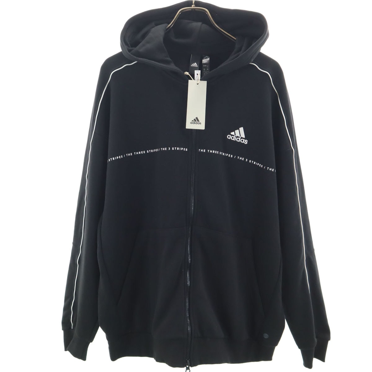 未使用 adidas アディダス 長袖 スウェット ジップパーカー 2XL ブラック ビッグサイズ
