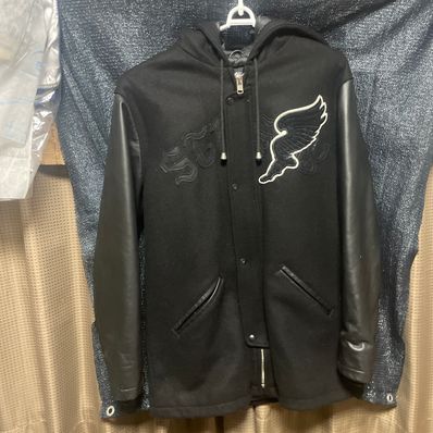 STUSSY ロングスタジャン メルトン×レザー