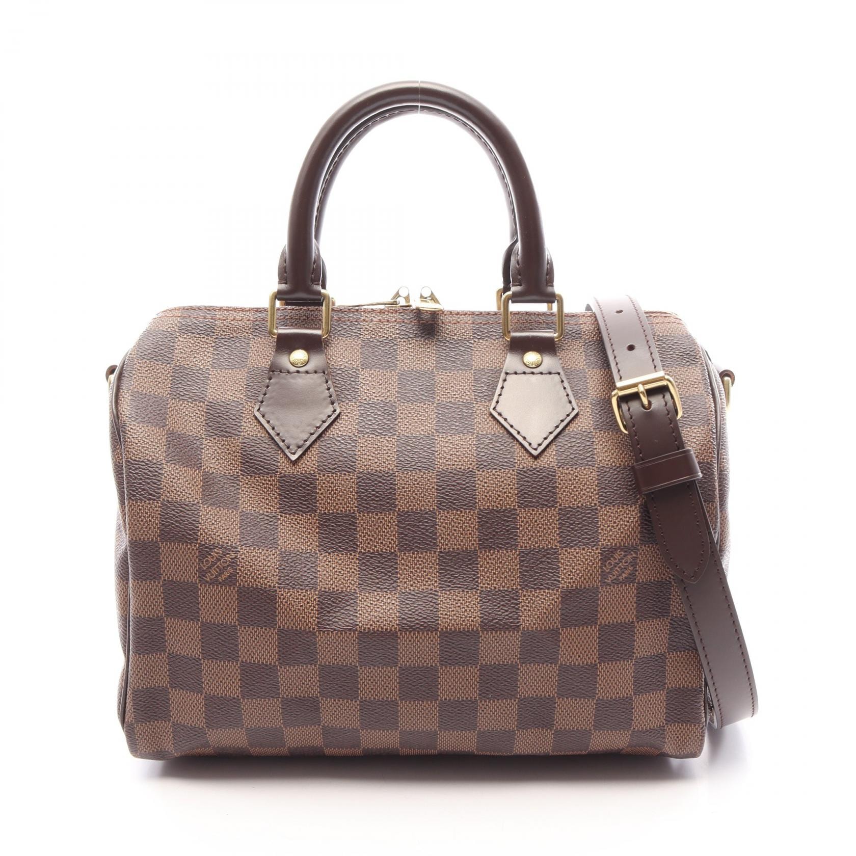 ルイ・ヴィトン LOUIS VUITTON スピーディバンドリエール 25 2WAY ハンドバッグ バッグ PVCコーティングキャンバス レザー ダミエ エベヌ レディース ブラウン系 N41368 【中古】