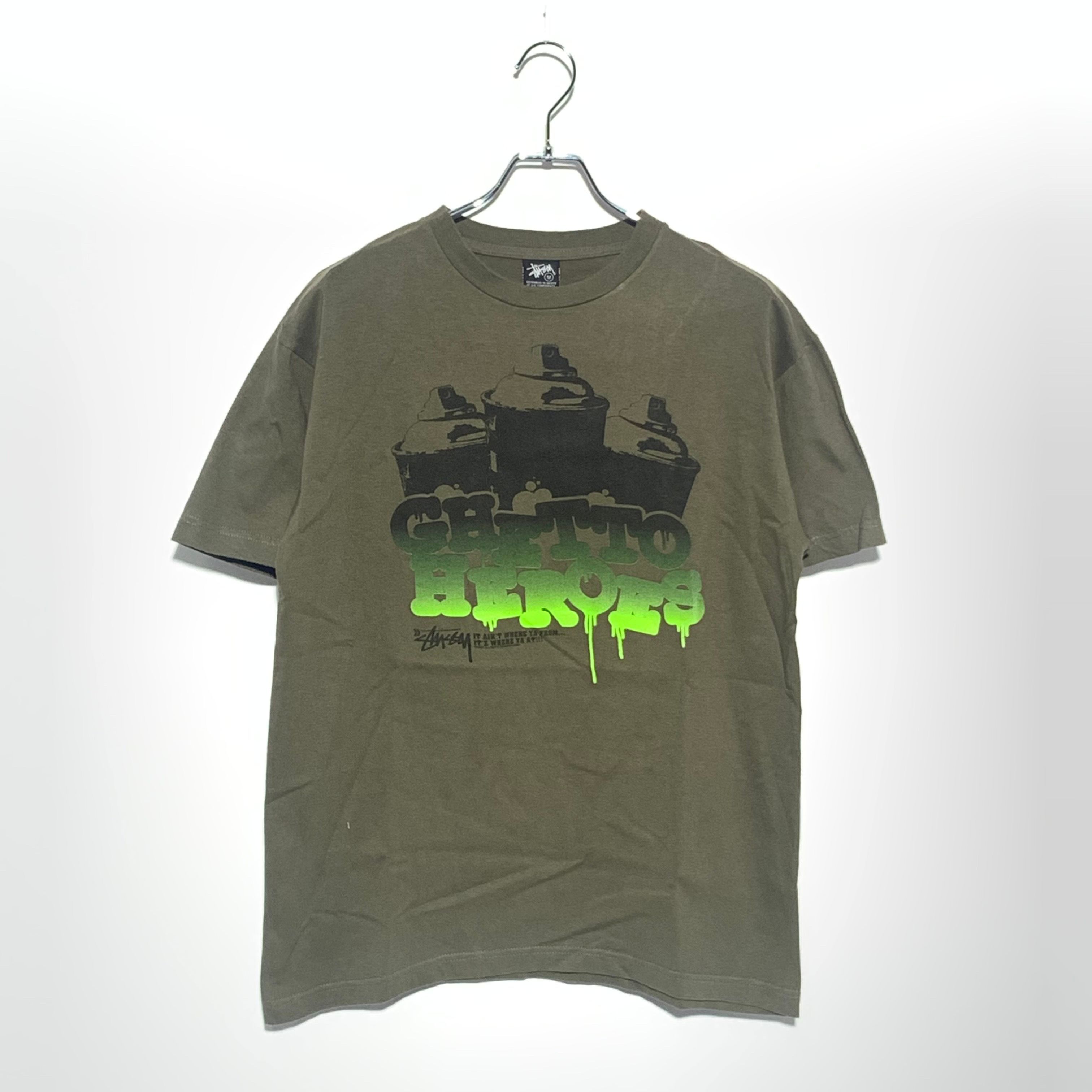 STUSSY spray can graphic Tee olive