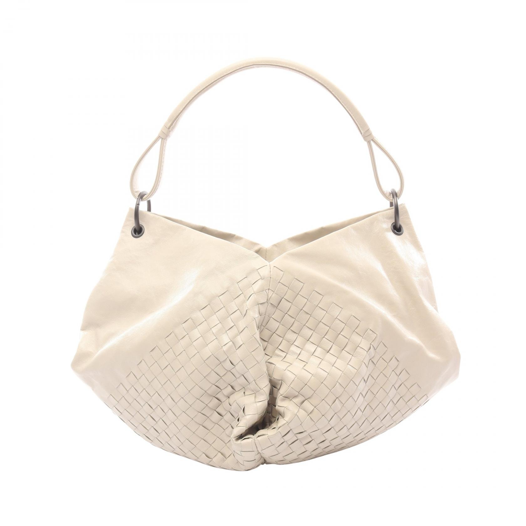 ボッテガヴェネタ BOTTEGA VENETA イントレチャート アクイローネ フォーチュンクッキー ハンドバッグ バッグ レザー レディース ベージュ系 【中古】