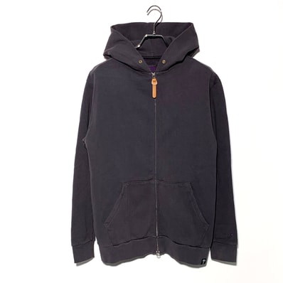 STUSSY LEATHER STRAP ZIP UP HOODIE Gray