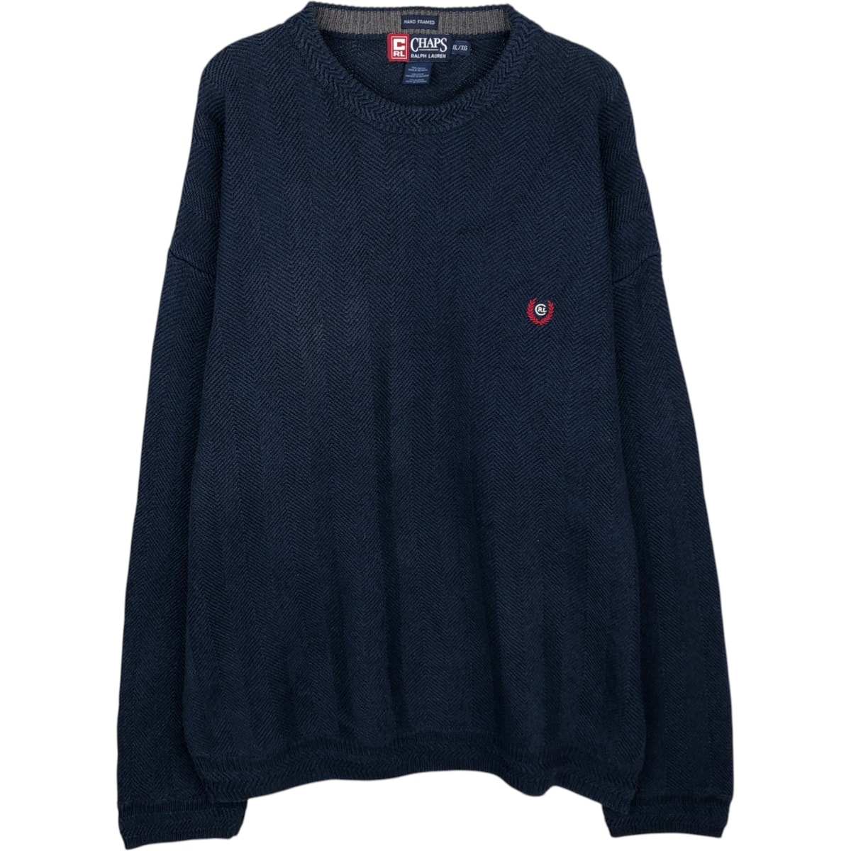 古着 ラルフローレン Ralph Lauren CHAPS チャップス ヘリンボーン コットンニットセーター メンズXL相当/eaa627403