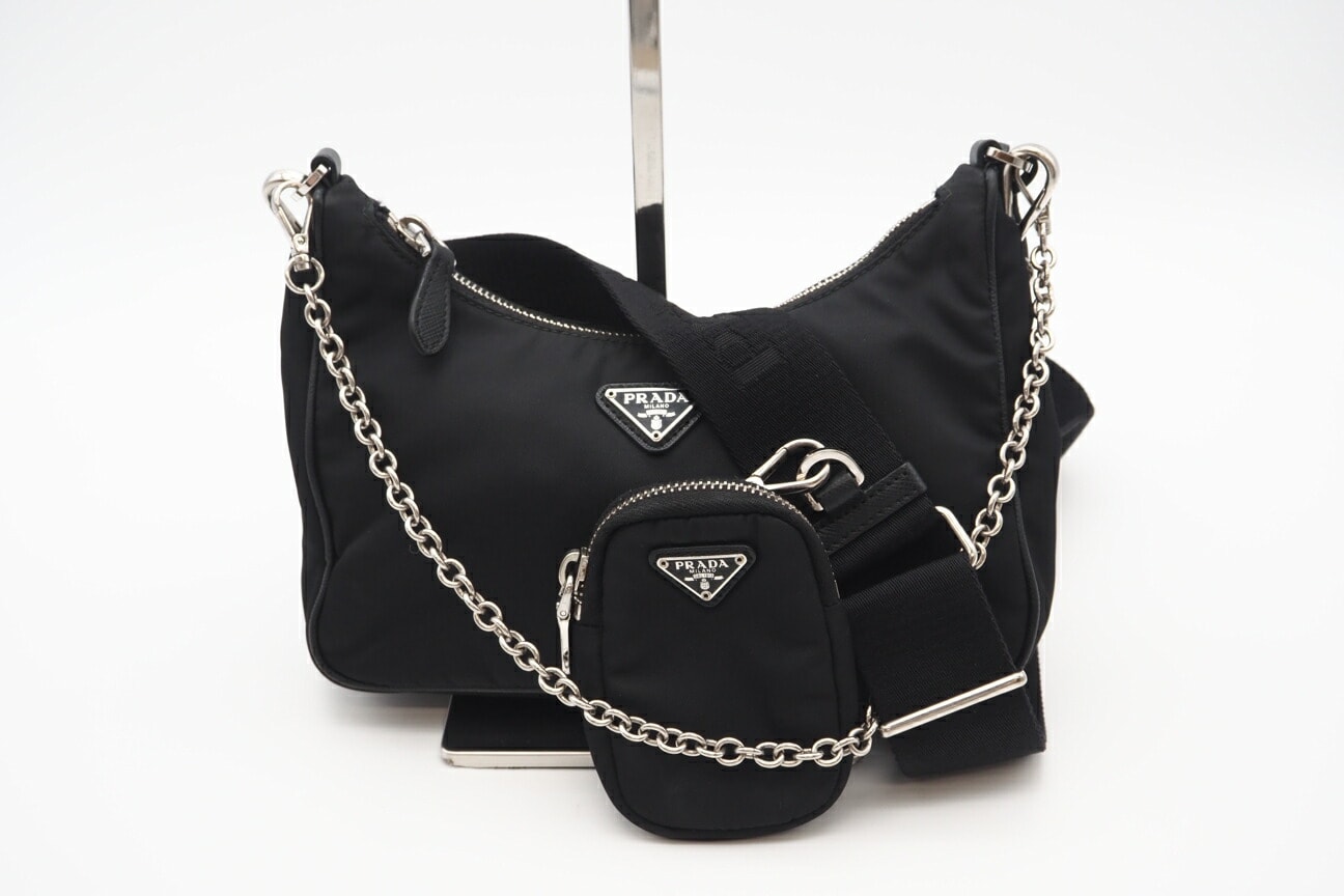 美品 PRADA プラダ サフィアーノ プラダ Re-Edition 2005 Re-Nylon 1BH204 2wayショルダーバッグ ブラック サフィアーノ レディース