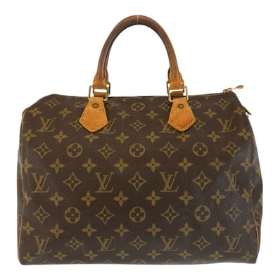 LOUIS VUITTON ルイヴィトン モノグラム スピーディ30 ブラウン ゴールド金具 PVC レザー/ ハンドバッグ ミニボストンバッグ 600838 【中古】