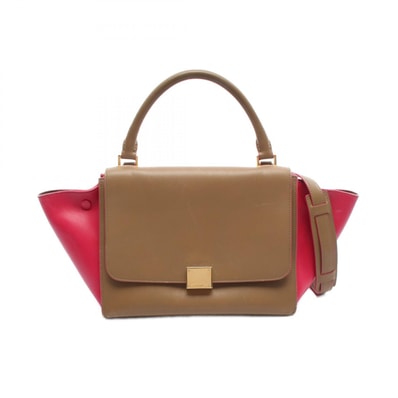 セリーヌ CELINE トラペーズ スモール ハンドバッグ バッグ レザー レディース ブラウン系 / ピンク系 【中古】