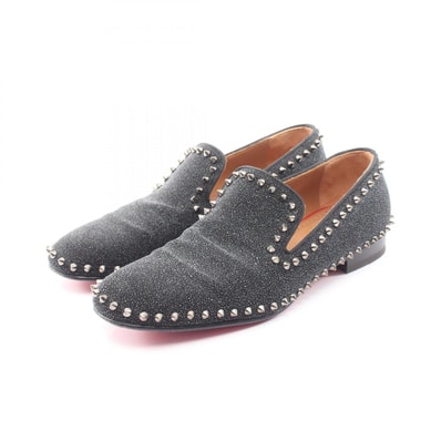 クリスチャンルブタン Christian Louboutin スパイクスタッズ スリッポン 靴 ファブリック メンズ ブラック系 【中古】