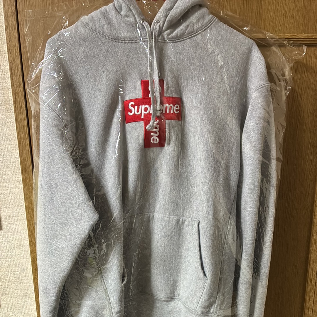 Supreme Cross Box Logo Hooded Sweatshirt "Grey"