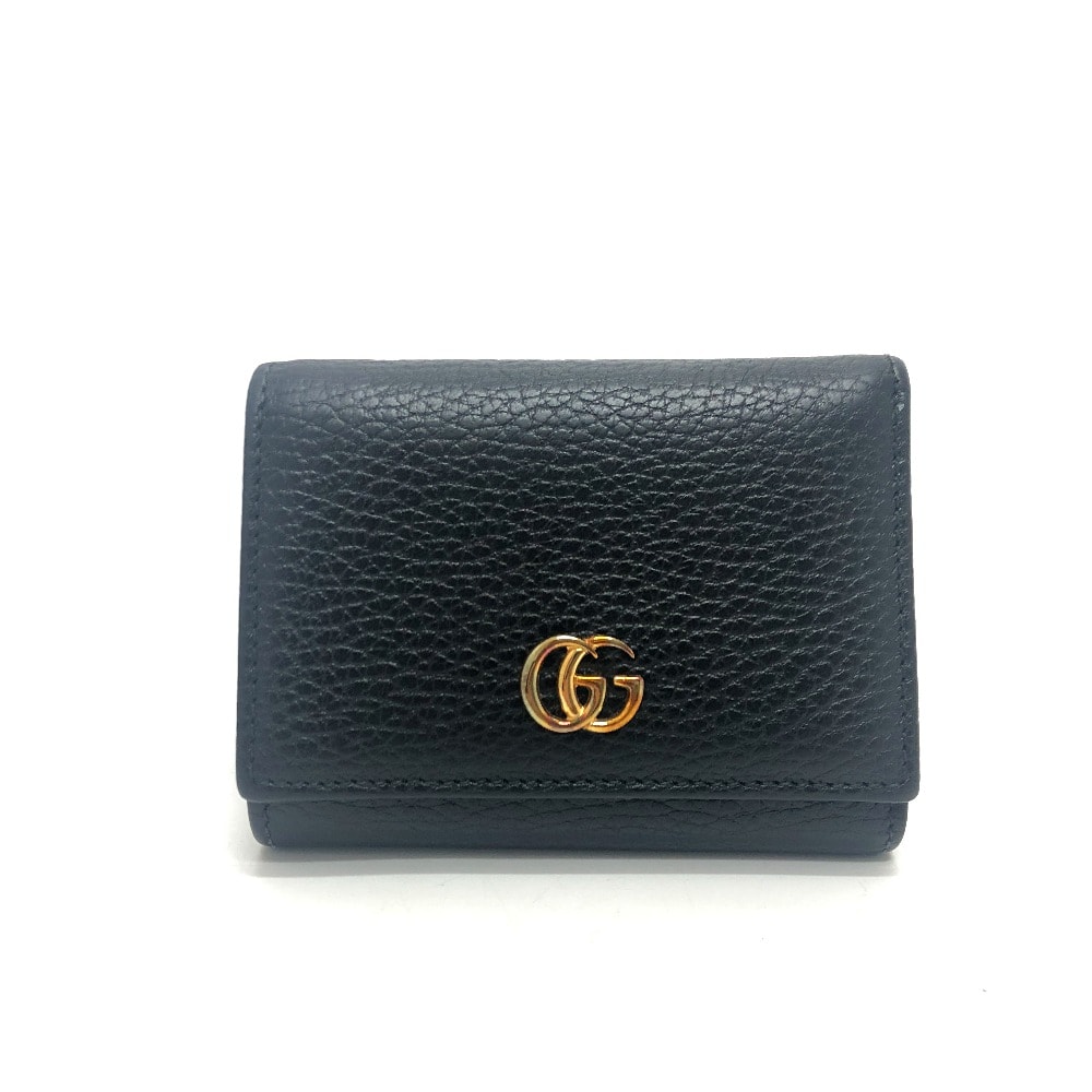 グッチ GUCCI GGマーモント コンパクトウォレット 474746 小銭入れ 財布 ウォレット コンパクト財布 3つ折り財布 レザー ブラック