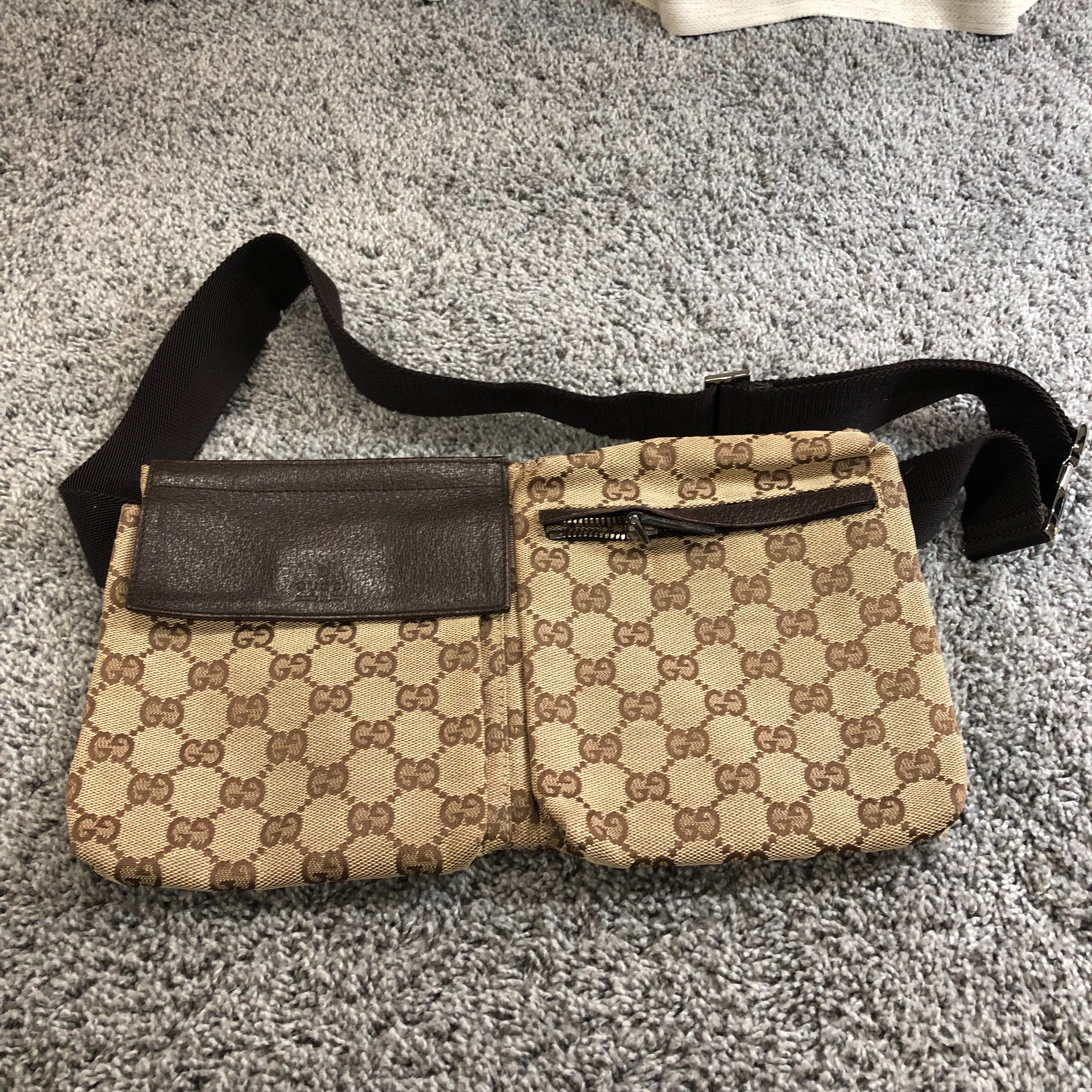 グッチ GG キャンバス 茶 ウエストバッグ