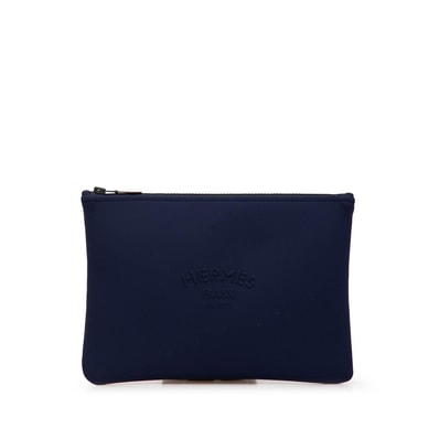 エルメス トゥルース フラット ネオバンMM ポーチ ネイビー ポリアミド レディース HERMES 【中古】