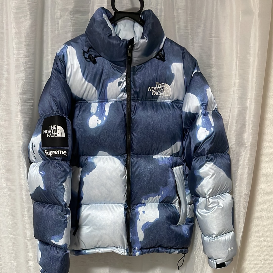 Supreme x The North Face Bleached Denim Print Nuptse Jacket