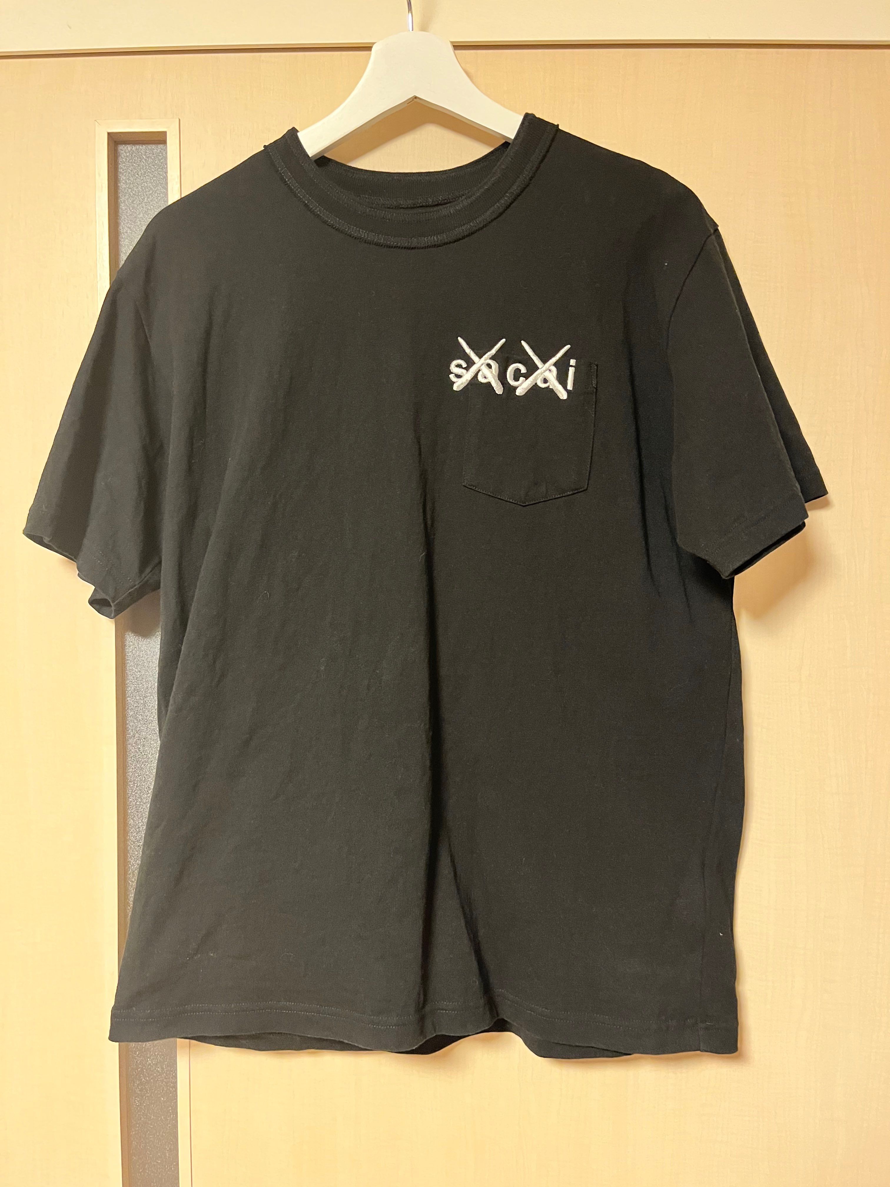 sacai KAWS Embroidery T-Shirt "Black White"