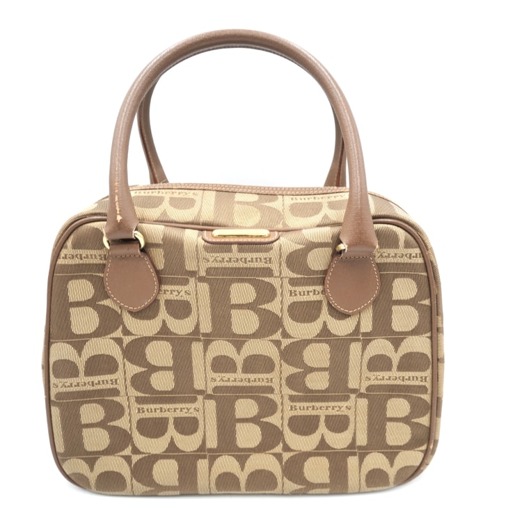 BURBERRY(バーバリー) ヴィンテージ ミニボストンバッグ ハンドバッグ シャドーホース モノグラム ジャガード キャンバス ブラウン ゴールド金具 レディース 【中古】