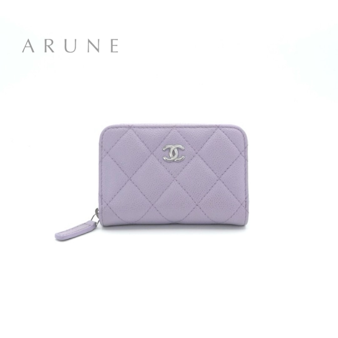 シャネル CHANEL 財布 コインケース 小銭入れ ラベンダー シルバー マトラッセ ココマーク クラシック ジップ コインパース カードケース