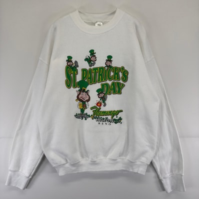 古着 90's/90年代 フルーツオブザルーム FRUIT OF THE LOOM スウェット プリント クルーネック トレーナー L ホワイト メンズ