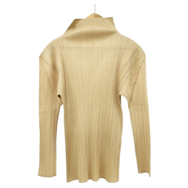 PLEATS PLEASE  ISSEY MIYAKE イッセイミヤケ 長袖シャツ size3 無地 レディース PP04-JK604 ベージュ