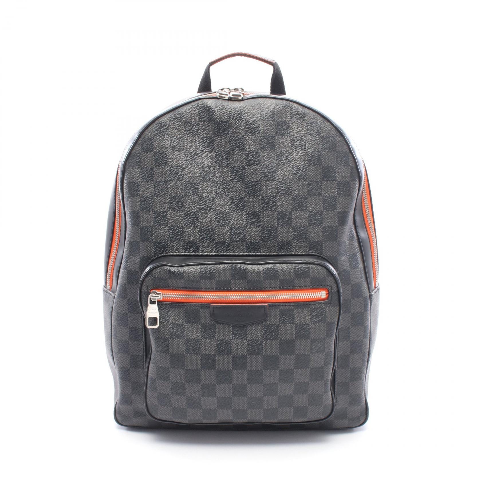 ルイ・ヴィトン LOUIS VUITTON ジョッシュ リュックサック バックパック バッグ PVCコーティングキャンバス レザー ダミエ・グラフィット オレンジ メンズ ブラック系 / オレンジ系 N42403 【中古】