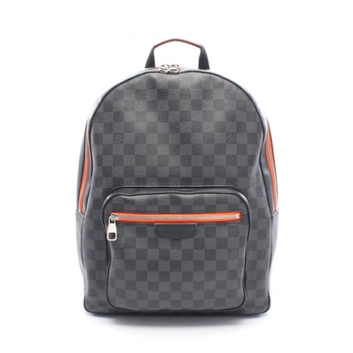 ルイ・ヴィトン LOUIS VUITTON ジョッシュ リュックサック バックパック バッグ PVCコーティングキャンバス レザー ダミエ・グラフィット オレンジ メンズ ブラック系 / オレンジ系 N42403 【中古】