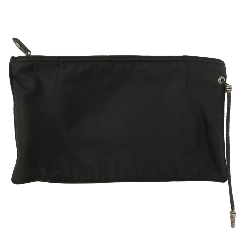 CHROME HEARTS クロムハーツ(原本無) レザーブレード付 ナイロン ポーチ クラッチバッグ【中古】