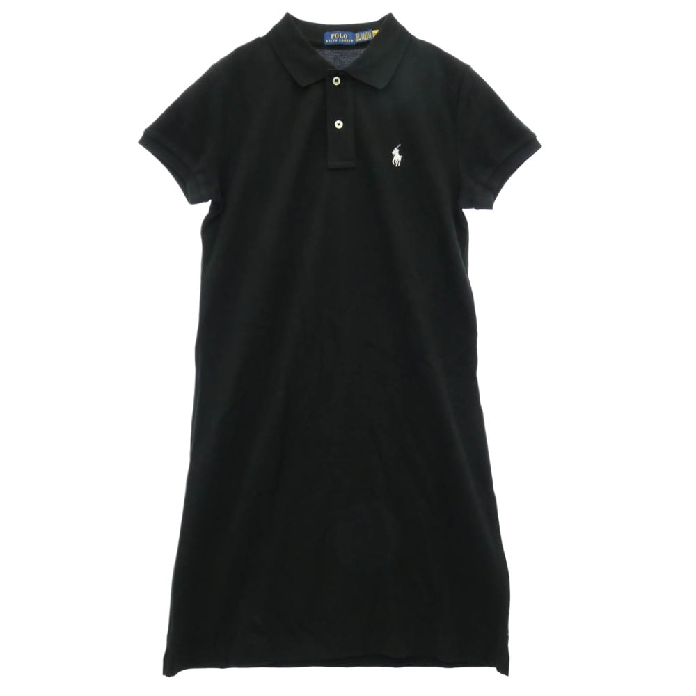 POLO RALPH LAUREN ポロ・ラルフローレン ポニー刺繍 半袖 ポロシャツ ワンピース ブラック ブラック系 XS【中古】