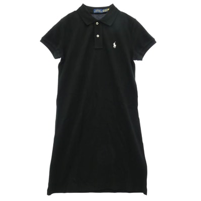 POLO RALPH LAUREN ポロ・ラルフローレン ポニー刺繍 半袖 ポロシャツ ワンピース ブラック ブラック系 XS【中古】