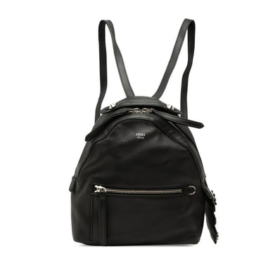 フェンディ バイザウェイ フラワー ビジュー リュック バックパック 8BZ038 ブラック レザー レディース FENDI 【中古】