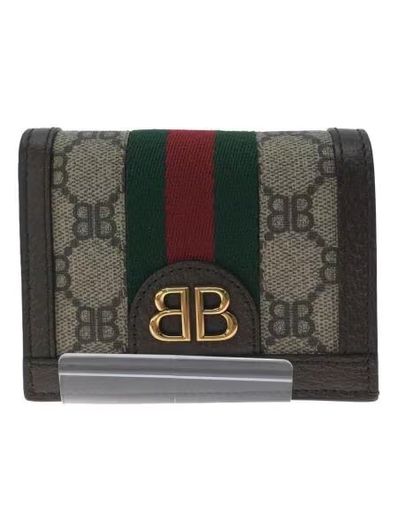 GUCCI x BALENCIAGA Hacker Card Case Wallet In Coating Coated Canvas "Beige"
