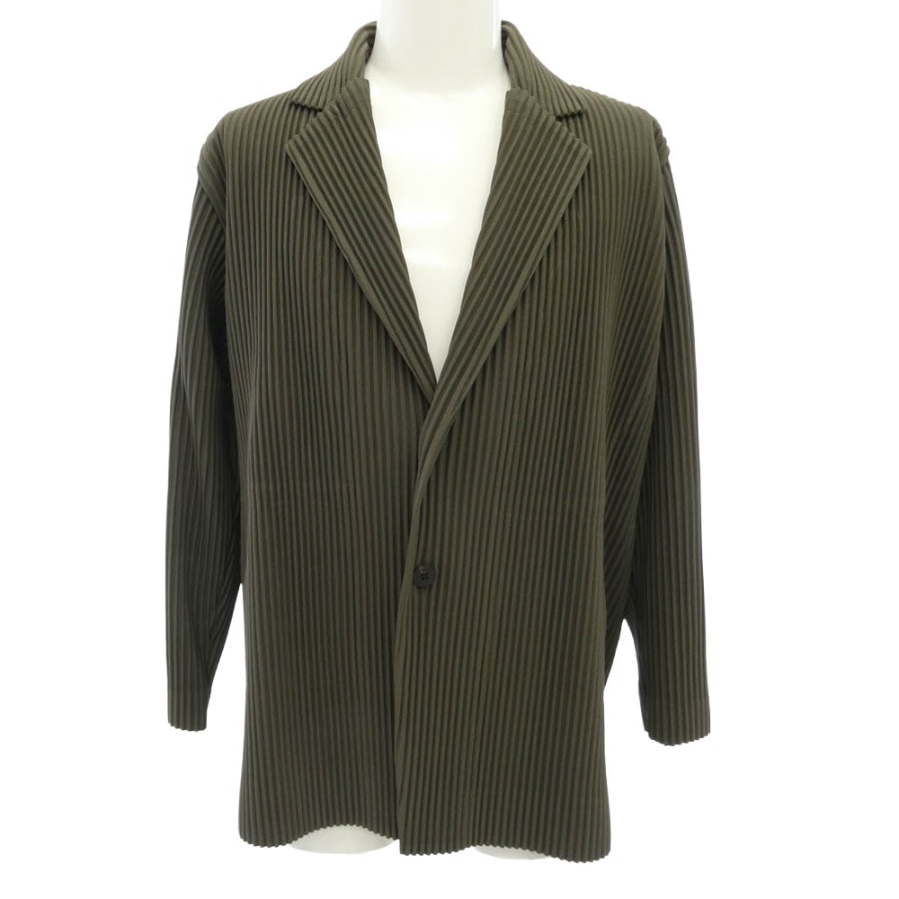 HOMME PLISSE ISSEY MIYAKE オム プリッセ イッセイミヤケ 19AW HP93JD214 2B Pleated Tailored Jacket プリーツ テーラード ジャケット カーキ系 2【中古】