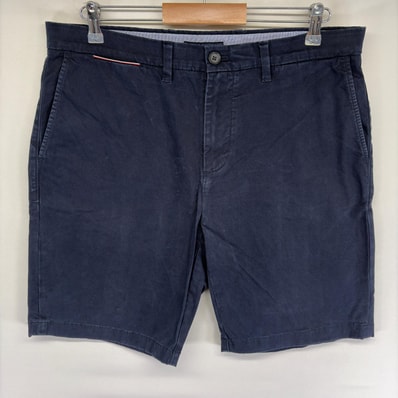 古着 トミーヒルフィガー TOMMY HILFIGER パンツ ハーフパンツ ワンポイントロゴ ショートパンツ ジップ w34 ネイビー系 メンズ