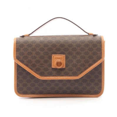 セリーヌ CELINE マカダム ハンドバッグ バッグ PVCコーティングキャンバス レザー レディース ブラウン系 【中古】