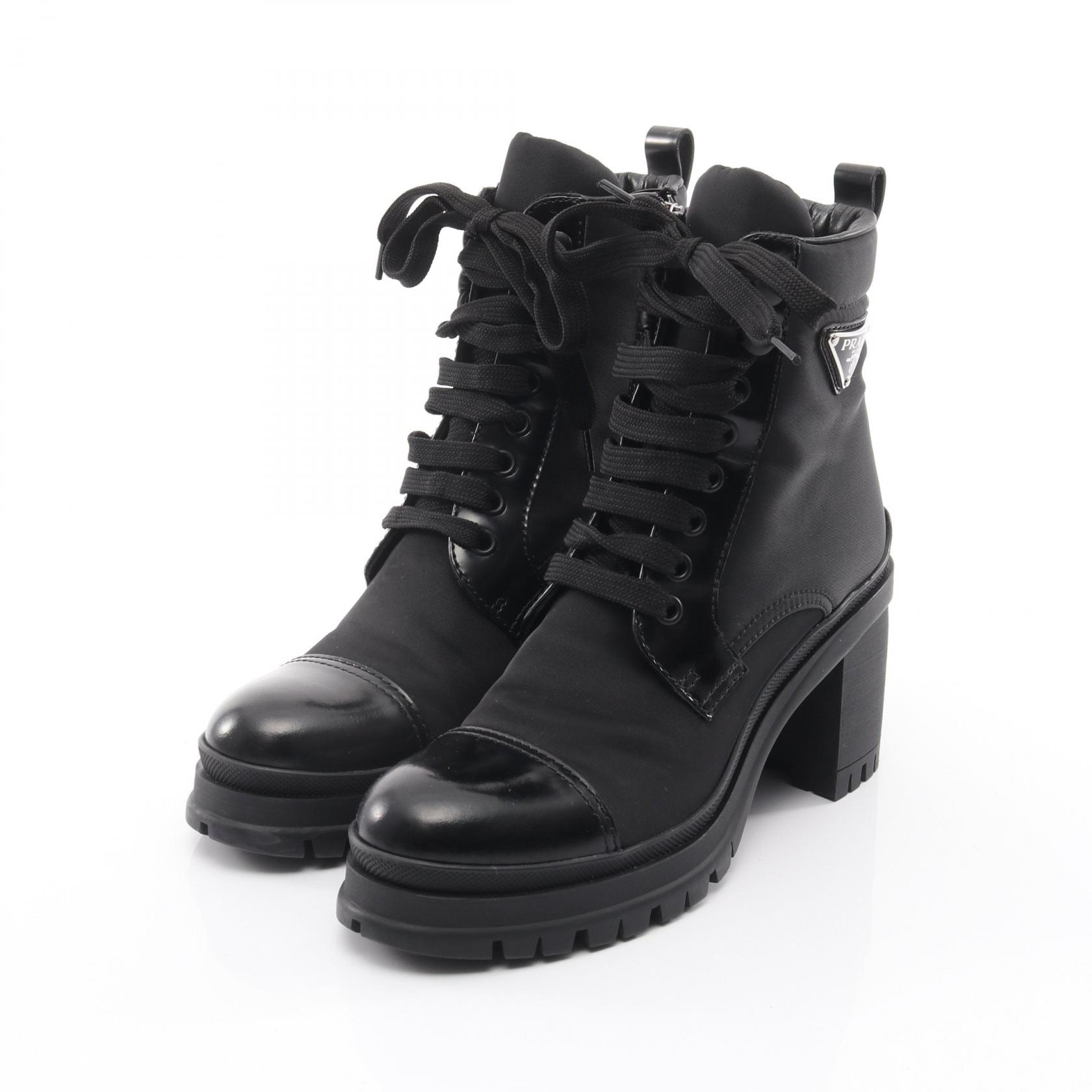 プラダ PRADA Re-Nylon ブーツ 靴 ナイロン レザー レディース ブラック系 【中古】