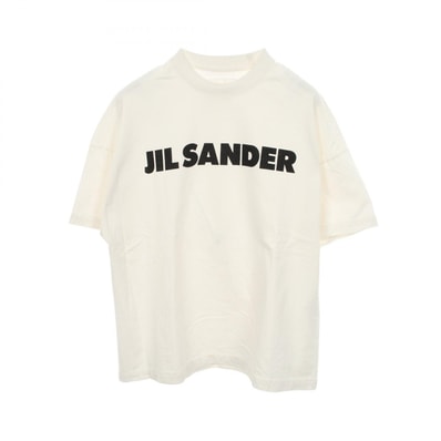 ジルサンダー JIL SANDER オーバーサイズ ロゴプリント クルーネック 半袖Tシャツ 衣料品 トップス コットン メンズ ホワイト系 【中古】