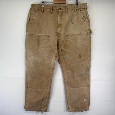 古着 カーハート Carhartt ダック パンツ ペインター 大きいサイズ ワークパンツ ダブルニー ダック地 44×32 ベージュ系 メンズ