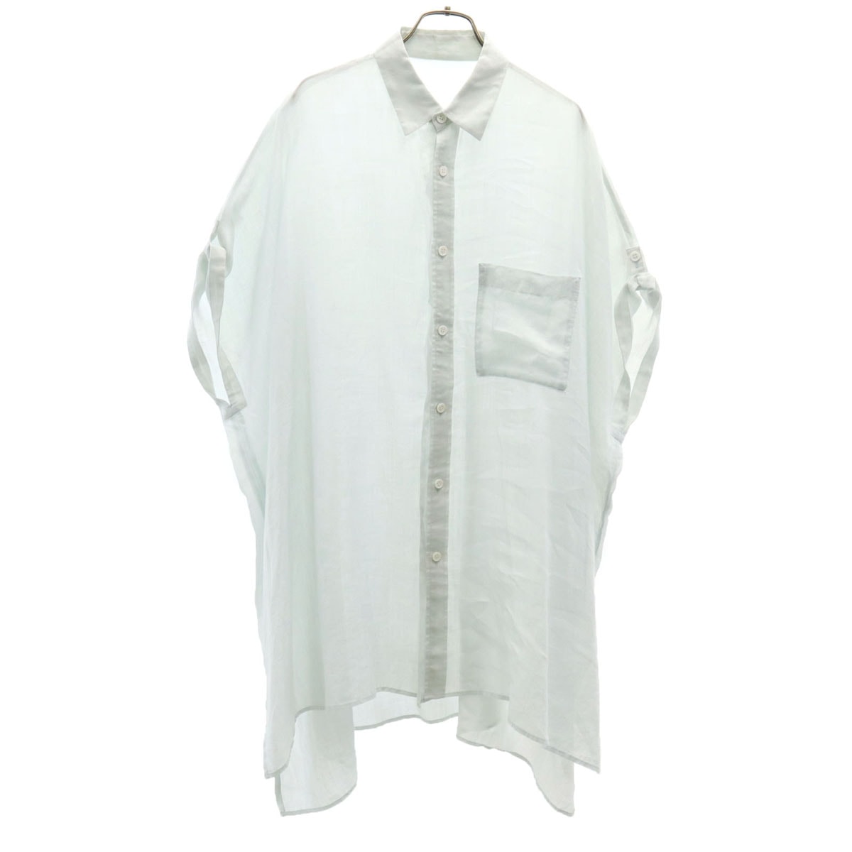 Y's ワイズ 日本製 リネン 半袖 シャツワンピース 2 ブルーグレー系 ヨウジヤマモト