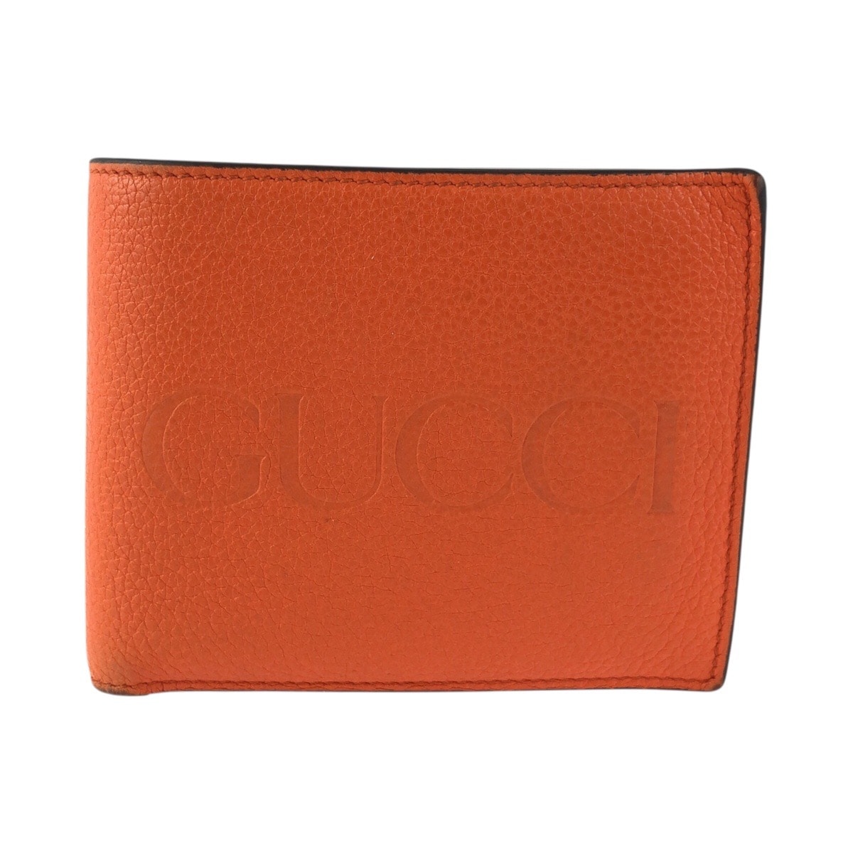 美品 GUCCI グッチ オレンジ レザー 折り財布 コンパクトウォレット 601948 【中古】