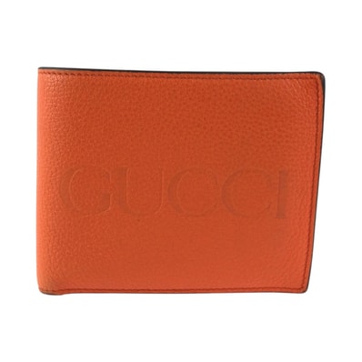 美品 GUCCI グッチ オレンジ レザー 折り財布 コンパクトウォレット 601948 【中古】
