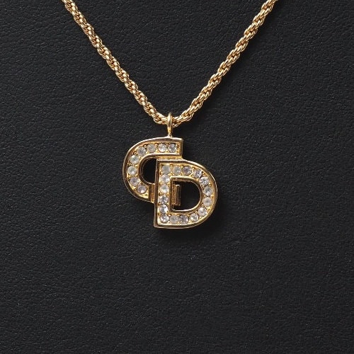 Christian Dior クリスチャンディオール ヴィンテージ ネックレス CD ロゴ クリスタル ゴールド ブランド古着【中古】20260915/RB0710